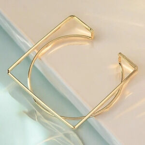 🆕️Geometric 14K Gold Plated Iron Round & Square Bangle Trendy Dainty Bracelet ✨